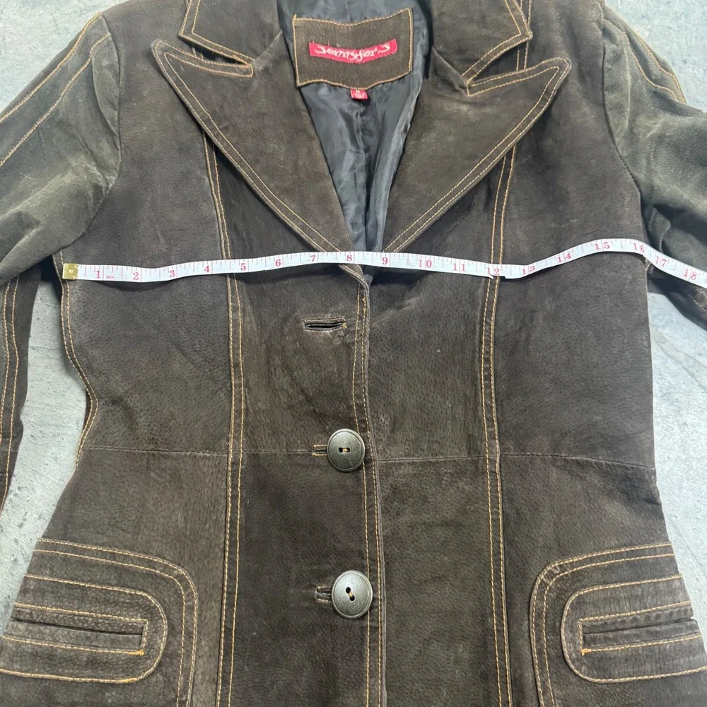 Jennyfer J VTG Y2k Women's Brown Leather Pennylane Coat Jacket S/M Retro Western - Picture 4 of 8